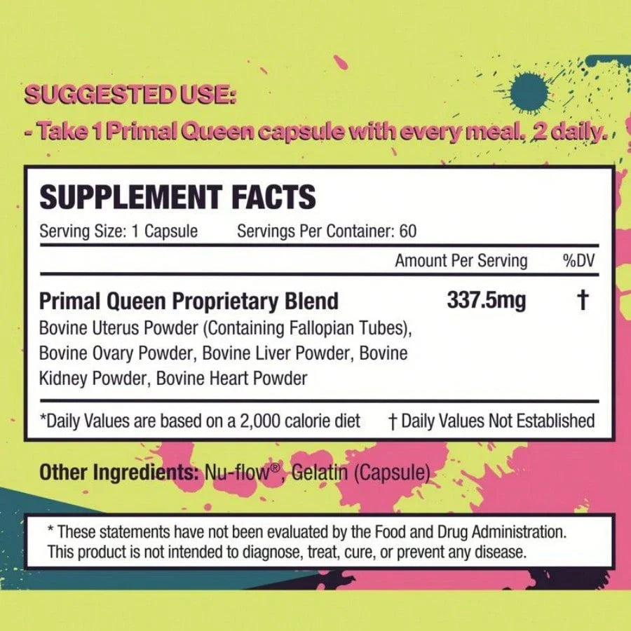 [HOTSELLERS]PrimalQueen Women's Wellness Beef Organs Supplement, 60 Count, Hormone Balance, Energy & Cycle Support, Grass-Fed, Female-Focused Formula