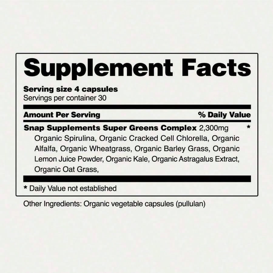 '- Spirulina + Chlorella - 30 Servings - Natural Supplement Capsules Healthcare Edible