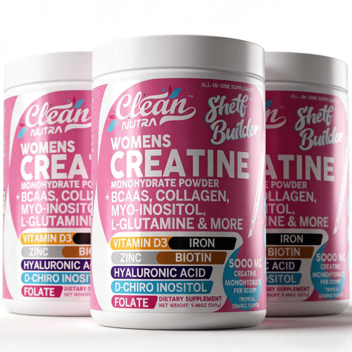CleanNutra Women's Creatine Monohydrate Powder | 5000mg With BCAAs, Collagen, Myo-Inositol, L-Glutamine, D3, Iron, Zinc, Biotin, Hyaluronic Acid, Folate | Tropical Orange Flavor, 9.48oz