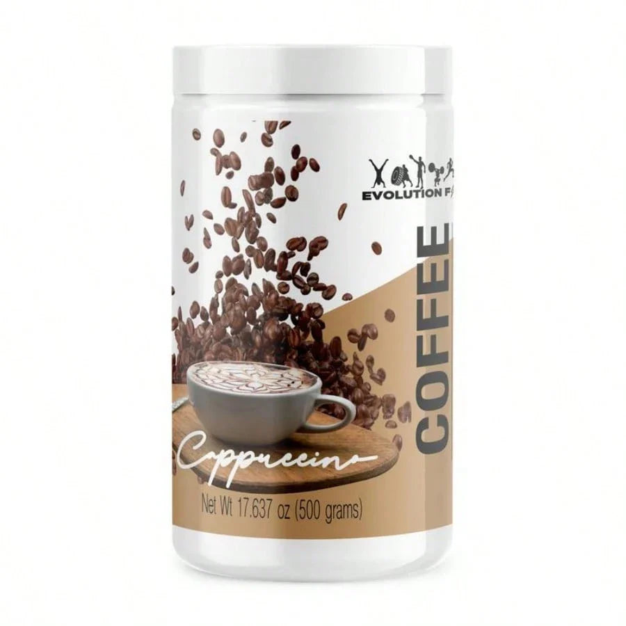 EVOLUTION Fitness Cappuccino Coffee Powder | 500g (17.637oz) | Cappuccino Flavored | Dietary Supplement For Energy & Workout Support