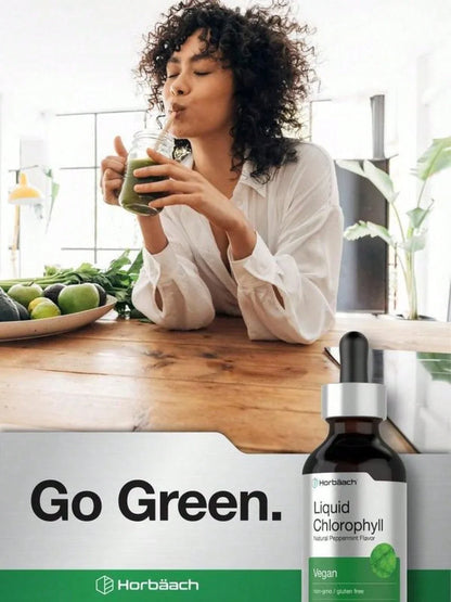 Horbäach Liquid Chlorophyll Drops| 2 Oz| Vegan, Non-GMO, And Gluten Free Formula| Natural Peppermint Flavor