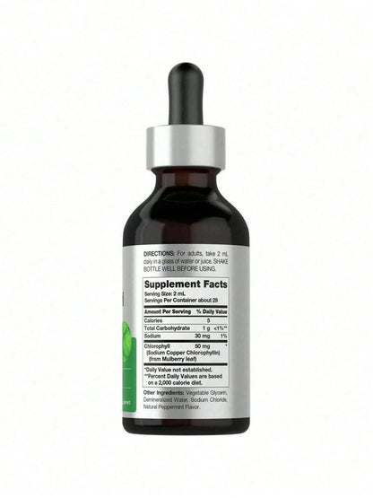 Horbäach Liquid Chlorophyll Drops| 2 Oz| Vegan, Non-GMO, And Gluten Free Formula| Natural Peppermint Flavor