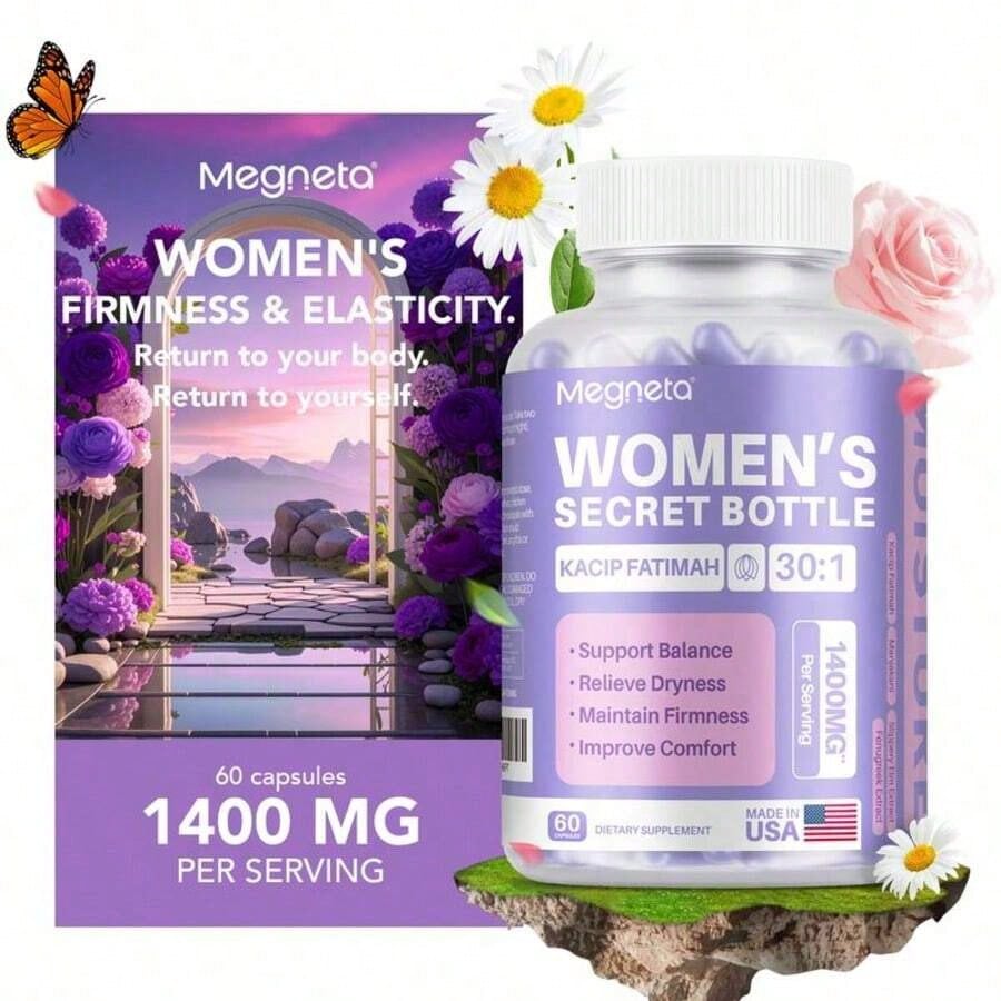 Megneta Bottle 3pack- 180 Tablets - Healthcare | Kacip Fatimah 1000MG | Plus With Manjakan & Slippery Elm & Fenugreek(Old & New Packaging--Mixed Shipment, For Women, Free Shipping, Daily Health Care