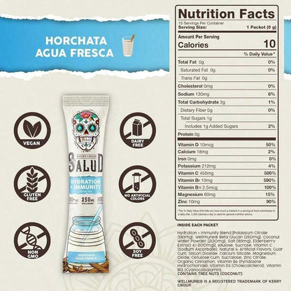 Salud 2-In-1 Hydration + Immunity Electrolyte Powder – Horchata Agua Fresca (15 Servings)