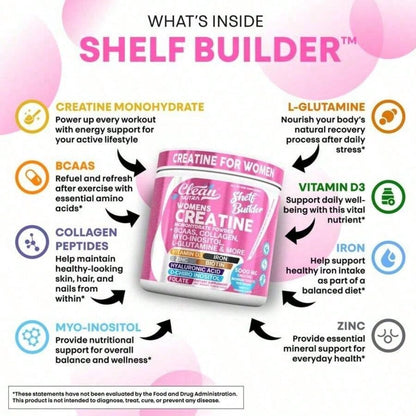 Women's Creatine Monohydrate Powder With BCAAs, Collagen, Myo-Inositol, L-Glutamine, & More For Optimal Wellness & Beauty Support – Shelf Builder