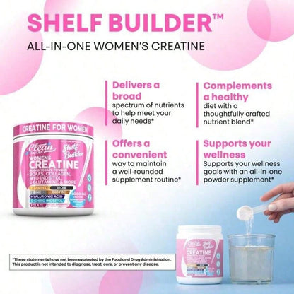 Women's Creatine Monohydrate Powder With BCAAs, Collagen, Myo-Inositol, L-Glutamine, & More For Optimal Wellness & Beauty Support – Shelf Builder