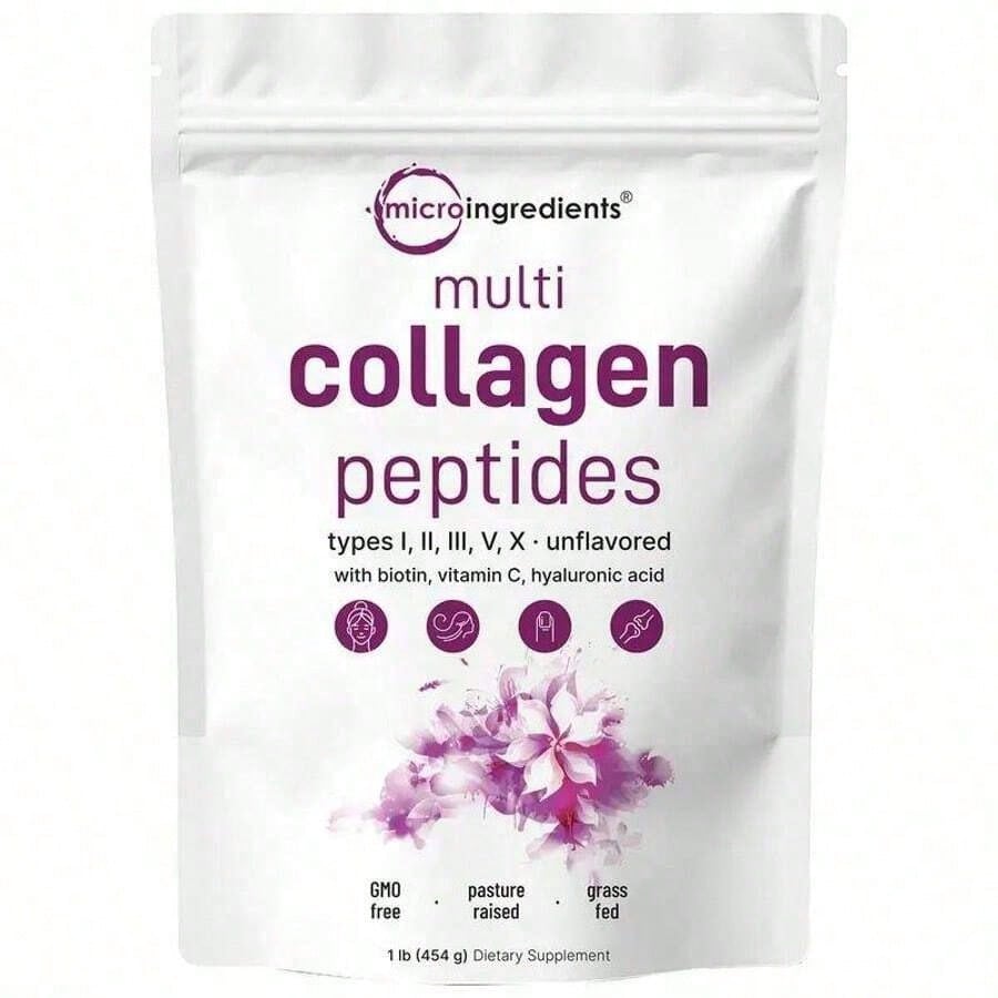 Miriyalyad Multi Collagen Peptides Powder, 16oz | Full Spectrum Type I, II, III, V, X + Biotin, Hyaluronic Acid, & Vitamin C | Unflavored | Keto & Paleo Friendly | Non-GMO[Free Shipping ]