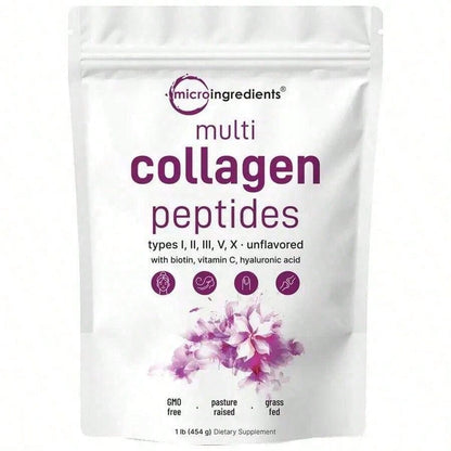 Miriyalyad Multi Collagen Peptides Powder, 16oz | Full Spectrum Type I, II, III, V, X + Biotin, Hyaluronic Acid, & Vitamin C | Unflavored | Keto & Paleo Friendly | Non-GMO[Free Shipping ]