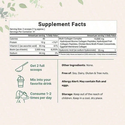 Miriyalyad Multi Collagen Peptides Powder, 16oz | Full Spectrum Type I, II, III, V, X + Biotin, Hyaluronic Acid, & Vitamin C | Unflavored | Keto & Paleo Friendly | Non-GMO[Free Shipping ]