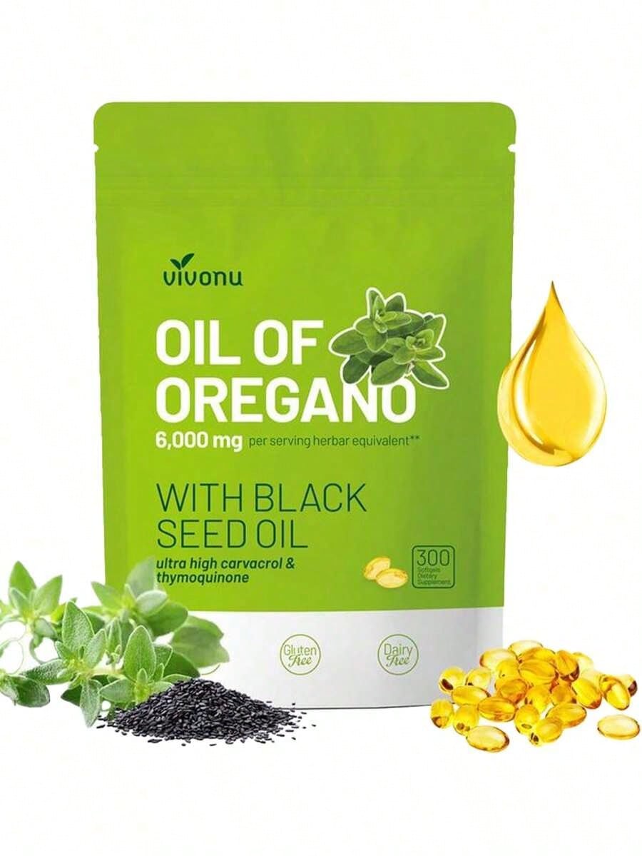 Oil Of Oregano Softgels With Black Seed Oil| Organic Formula With Carvacrol & Thymoquinone| Immune & Respiratory Support| Non-GMO|300 Capsules