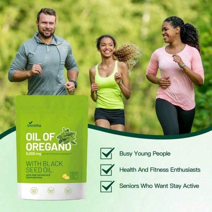 Oil Of Oregano Softgels With Black Seed Oil| Organic Formula With Carvacrol & Thymoquinone| Immune & Respiratory Support| Non-GMO|300 Capsules
