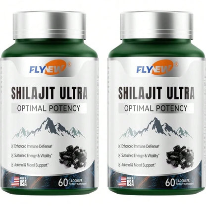 Shilajit For Men Women, Shilajit With Naturally Fulvic Acid & L-Arginine, Himalayan Shilajits For Extra Power, Stamina & Immune Support, Non-GMO, Made In USA, 60 Capsules, 1,300mg Per Serving