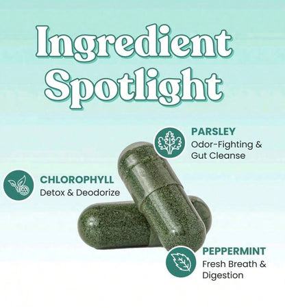 Chlorophyll Capsules – Vegan Detox & Digestion Support, Gut & Skin Health, 30 Capsules (200 Mg)