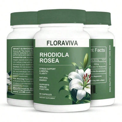 Flash Floraviva Rhodiola Rosea Capsules For Natural Energy GMO Excluded