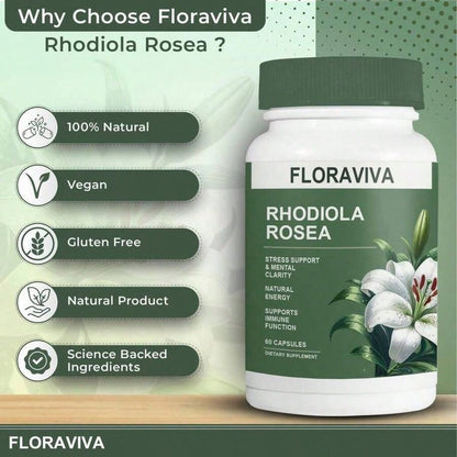 Flash Floraviva Rhodiola Rosea Capsules For Natural Energy GMO Excluded