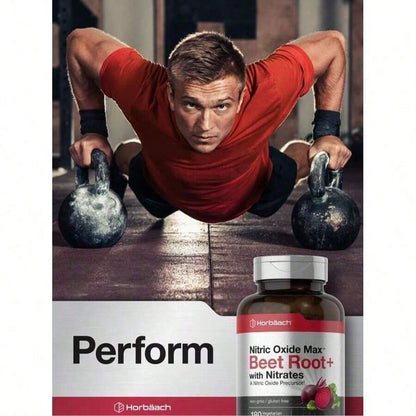 Horbäach Nitric Oxide Beet Root Capsules | 180 Count | With Nitrates And Precursor | For Men And Women | Vegetarian, Non-GMO, Gluten Free Supplemen