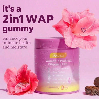 LEEFAR Her Juicy Feminine Probiotics Gummies- All In One Solution With Slippery Elm And Prebiotics&Lactobacillus Probiotic Blend For Women's PH Balance And Dryness - Hawaiian Pineapple Gummies 60 Count Hawaiian Pineapple Women's Probiotic