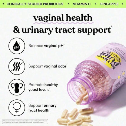 Lemme Purr Vaginal Probiotics – Feminine Wellness & PH Balance Support With Pineapple & Vitamin C | 4-Strain Lactobacillus Blend | Vegan, Gluten-Free, 60 Capsules