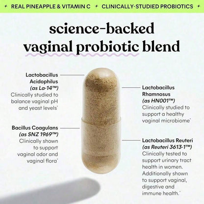 Lemme Purr Vaginal Probiotics – Feminine Wellness & PH Balance Support With Pineapple & Vitamin C | 4-Strain Lactobacillus Blend | Vegan, Gluten-Free, 60 Capsules