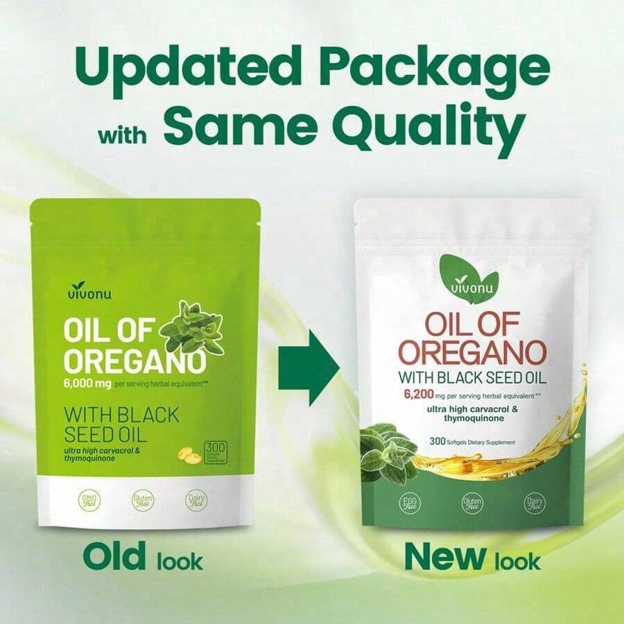 OIL OF OREGANO--WITH BLACK SEED OIL | 6,200mg Per Serving Herbal Equivalent** | Ultra High Carvacrol &Thymoquinone | 300 Softgels Dietary Supplement