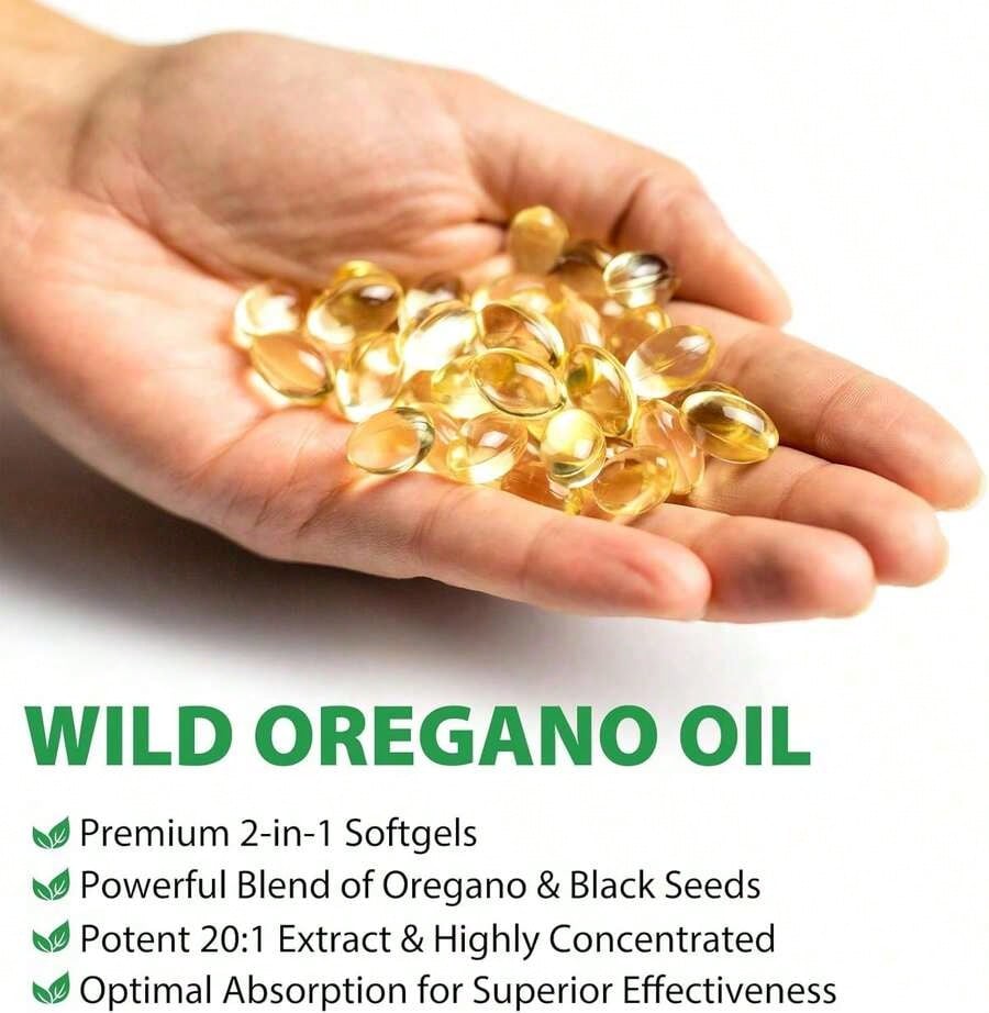 Oil Of Oregano With Black Seed Oil Softgels, Carvacrol + Thymoquinone, 2-In-1 Herbal Softgels, 60 Count