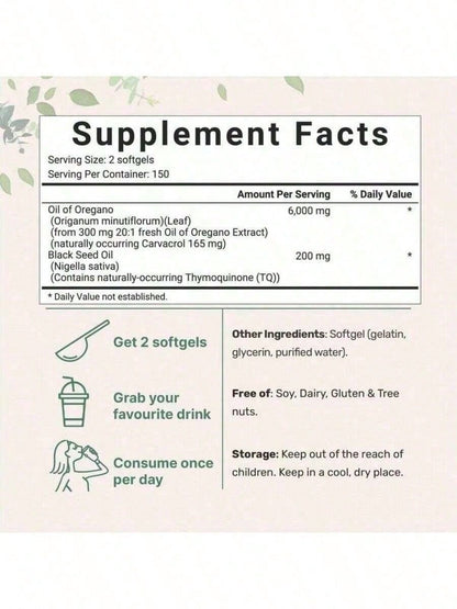 Oregano Oil Softgels & Multi Collagen Peptides Powder Bundle | 150/75 Day Supply Immune & Collagen Boost | Unflavored Dietary Supplement