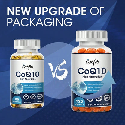 CATFIT CoQ-10 Capsules High Absorption | Coenzyme Q10 Support Heart Healthy Antioxidant - Vegetarian 120CT