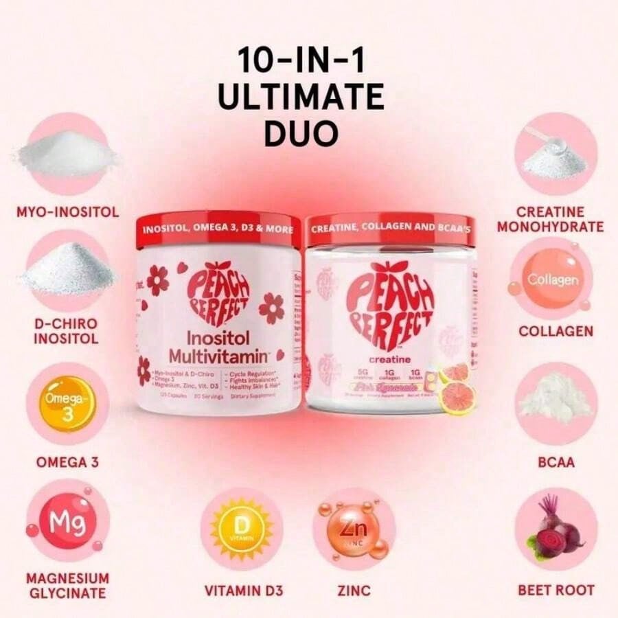 Inositol Powder Multivitamin, Pink Lemonade Flavor – 4g Myo & D-Chiro Inositol, DIM, Zinc, Magnesium Glycinate, Vitamin D3 – Supports Women's Health, Cycle, Energy[Free Shipping ]