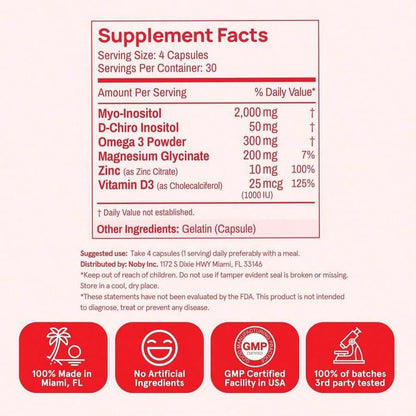 Inositol Powder Multivitamin, Pink Lemonade Flavor – 4g Myo & D-Chiro Inositol, DIM, Zinc, Magnesium Glycinate, Vitamin D3 – Supports Women's Health, Cycle, Energy[Free Shipping ]