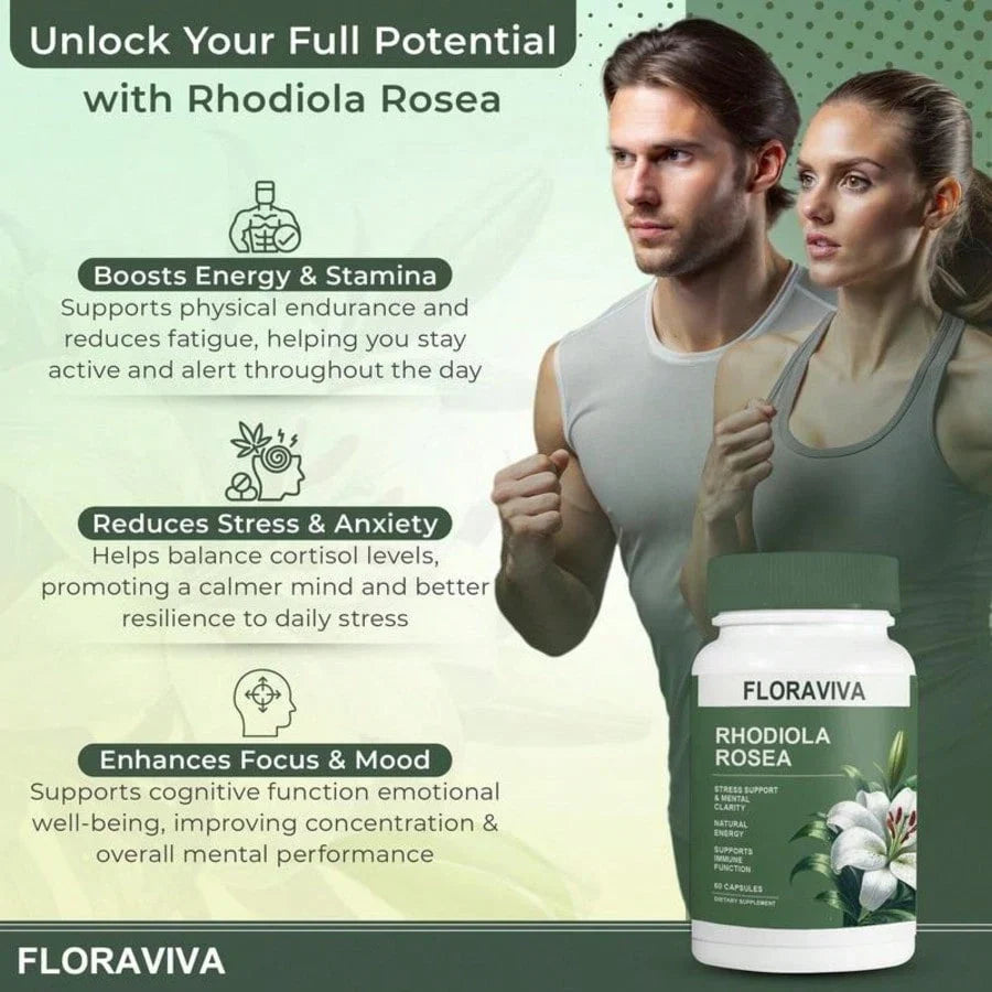 Rhodiola Rosea Capsules For Stress Support & Natural Energy – Adaptogen Supplement For Focus, Mood & Mental Clarity, Daily Wellness Formula (60 Capsules)