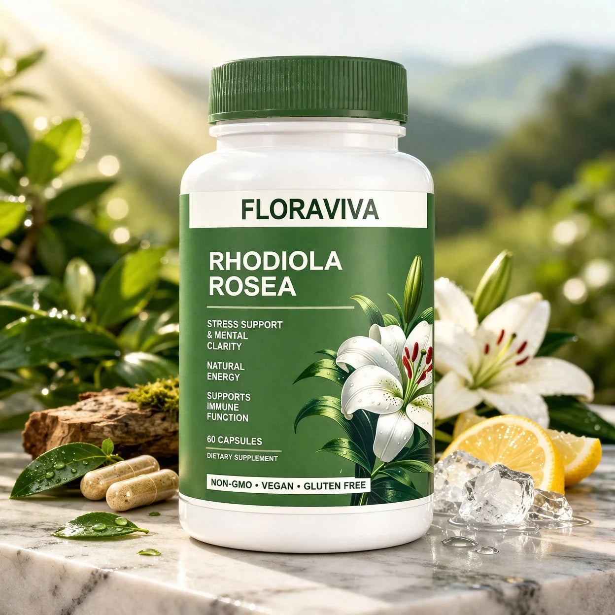 Rhodiola Rosea Capsules For Stress Support & Natural Energy – Adaptogen Supplement For Focus, Mood & Mental Clarity, Daily Wellness Formula (60 Capsules)