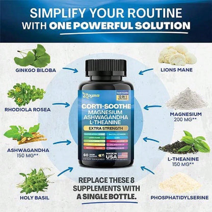 Zoyava Soothe-Smooth Bundle,Soothe & Smooth Bundle Multivitamin Combo, Cortisol Support Myo-Inositol Multivitamin Combo With Magnesium Glycinate, Ashwagandha,