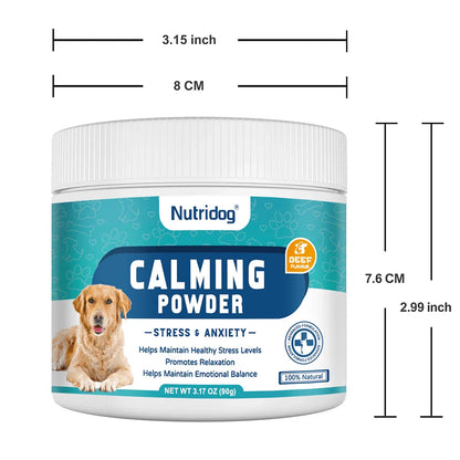 Dog Calming Powder Supplement With Valerian Root & Chamomile For Dog Anxiety Relief,Separation Anxiety,Fireworks Noise & Travel Stress,Beef Flavor