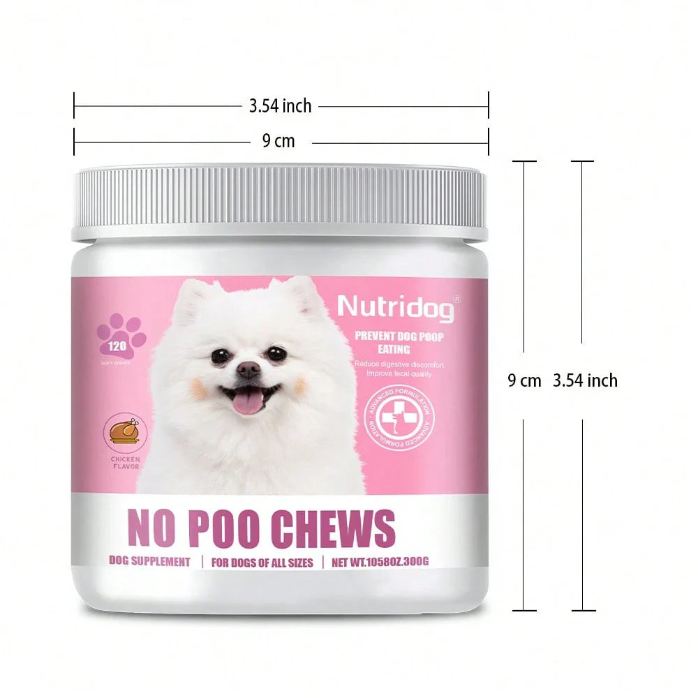 No Poo Chews For Dogs - 120 Ct Chicken Flavor - Coprophagia & Stool Eating Deterrent With Probiotics, Digestive Enzymes & Breath Aid - Stop Dog Poop Eating - Gut Health (Chicken)