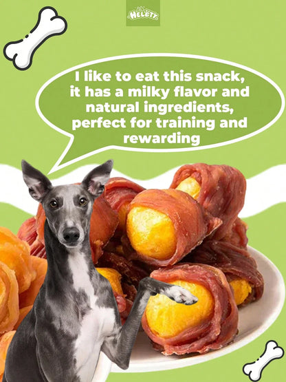 helety 200g/500g/1000gDog Snacks, Chicken And Duck Meat Rolls, Egg Yolk Dog Teeth Grinding Snacks, Teeth Cleaning Snacks, Interactive Pet Snacks