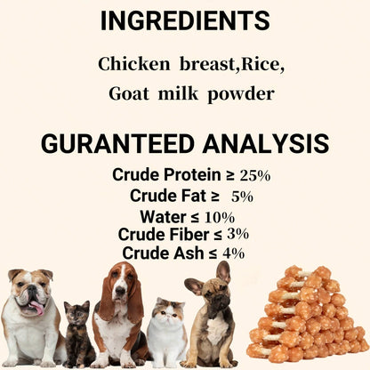 helety Chicken Dumbbells For Dogs, Chicken Dog Treats For Small, Medium And Large Breeds, Natural Dog Treats, Rice Dog Treats, Healthy, High In Protein, Easily Digestible, Long-Lasting, Perfect Dog Training Reward Treats.