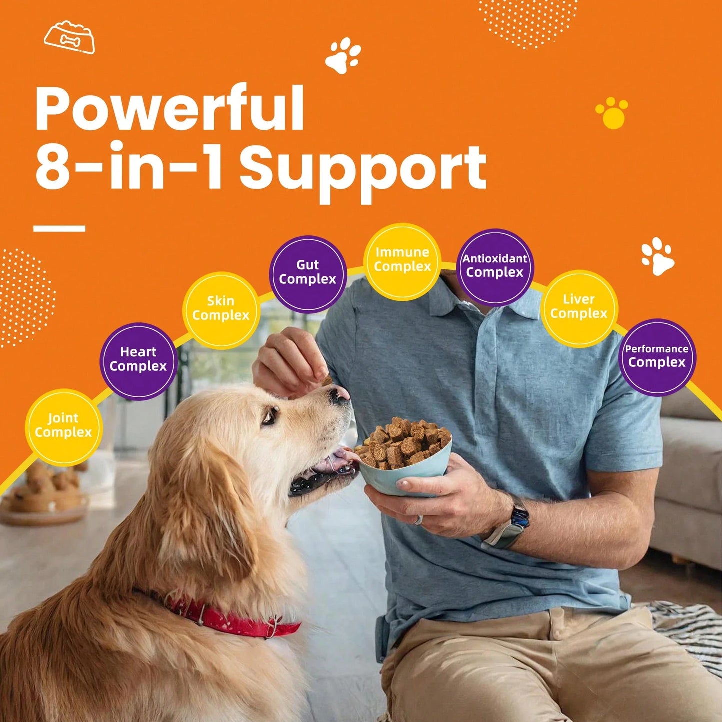 helety Pet 8-In-1 Complex Vitamin, 14 In-1 Multi-Element Phospholipid Formula Dog Vitamin