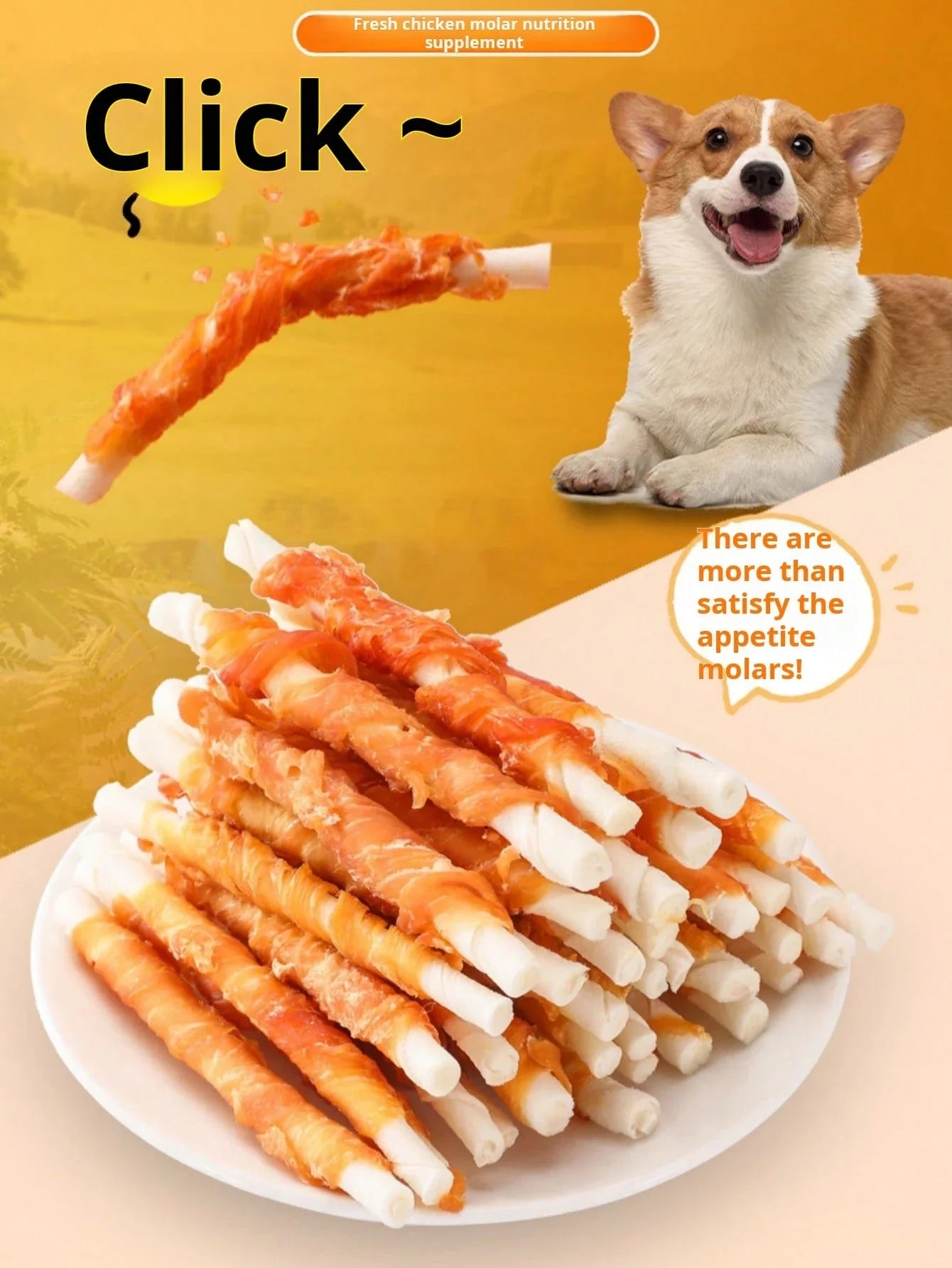 helety Pet Snacks-Chicken Cowhide Grinding Bar