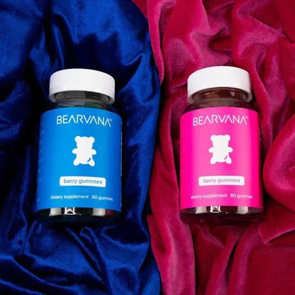 BEARVANA Gummies Combo Pack, Pink & Blue - Fuller Feminine Contours, Radiant Skin, Healthy Hair & Nails, Workout Aid For Curves Building - Berry Flavored Vegan Vitamin Supplement For Women - 120 Count, Health, Gummies,