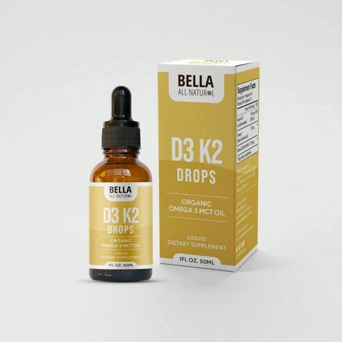 Bella Natural D3 K2 Drops Organic MCT Oil 50ml Supplement For Daily Health Needs, Free Shipping, Foe Women, For Men