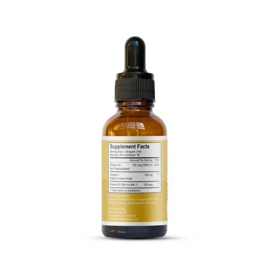 Bella Natural D3 K2 Drops Organic MCT Oil 50ml Supplement For Daily Health Needs, Free Shipping, Foe Women, For Men