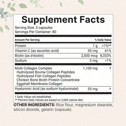 Collagen Supplement,Multi Collagen Pills For Women & Men, 240 Capsules | Type I,Ii, III, V, X - Hydrolyzed Collagen Peptides With Biotin, Hyaluronic Acid & Vitamin C | Hair, Skin, Nail & Joint Support