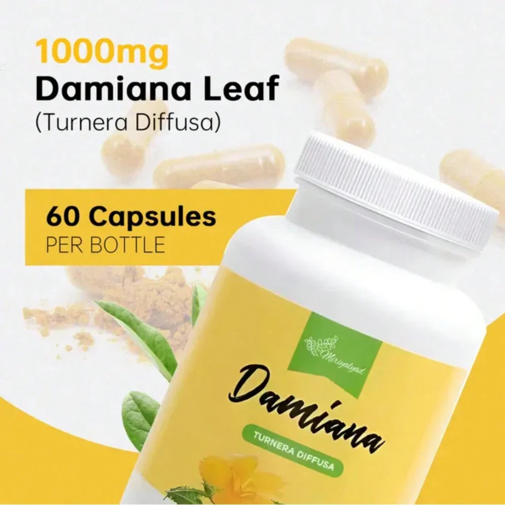 Damiana, Containing Damiana Leaves, Gelatin Capsules, Rice Flour And Magnesium Stearate, A Dietary Supplement For Maintaining Energy Balance And Having A Good Sleep, 60 Capsules | Vitamins And Supplement