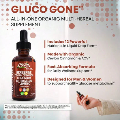 Organic Ceylon Cinnamon Berberine Liquid Drops Supplement With Bitter Melon Extract, Glucomannan, Gymnema, Chromium, Turmeric, Organic Panax Ginseng, Daily Healthy, For Women, For Man