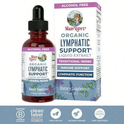 MaryRuths Lymphatic Support Herbal Blend Liquid Drops - USDA Organic - Echinacea & Elderberry - Blue Vervain - Vegan - 30 Servings For Women, For Men, Dietary Supplement