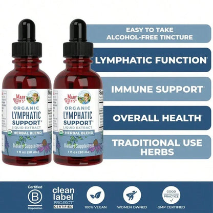 MaryRuths Lymphatic Support Herbal Blend Liquid Drops - USDA Organic - Echinacea & Elderberry - Blue Vervain - Vegan - 30 Servings For Women, For Men, Dietary Supplement