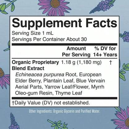 MaryRuths Lymphatic Support Herbal Blend Liquid Drops - USDA Organic - Echinacea & Elderberry - Blue Vervain - Vegan - 30 Servings For Women, For Men, Dietary Supplement