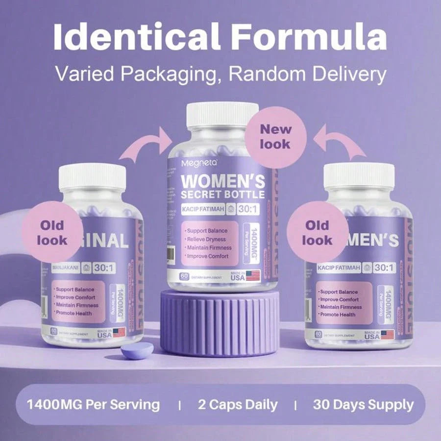 Megneta Women'S Secret Bottle- 60 Tablets - Healthcare | Kacip Fatimah 1000MG |Plus With Manjakan & Slippery Elm & Fenugreek(Old & New Packaging--Mixed Shipment, For Women, Free Shipping, Daily Health Care
