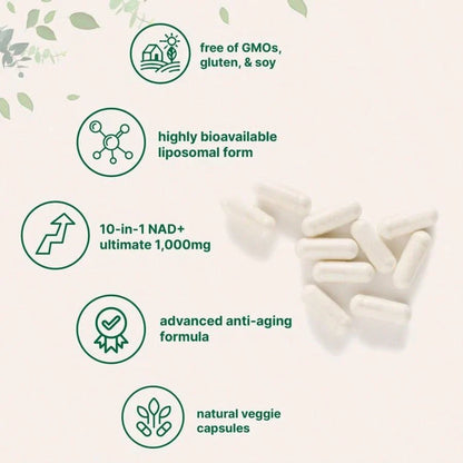 Micro Ingredient Liposomal NAD+ Ultimate 1,000mg, 60 Veggie Capsules  For Women, For Men, Daily Heath Care