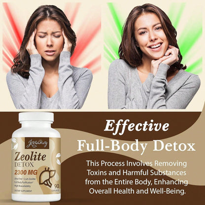 Zeolite Detox Capsules, Organic Activated Charcoal, Bentonite Clay, 1-2 µm Clinoptilolite, Maximum Absorption, Gut Liver Detox Cleanse Full Body For Women Men, 90 Capsules, Free Shipping